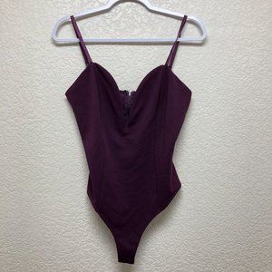 Charlotte Russe Women Purple Deep Plunge Wire Bust Thong Bodysuit Size Large
